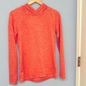 Fun, apricot-orange hoody top by bcg.